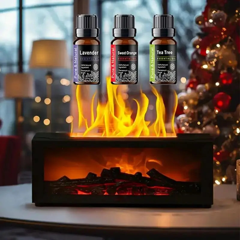 Auto-Shutoff Flame Simulation Humidifier – Safe Essential Oil Diffuser with Adjustable Night Light for Kids/Nursery