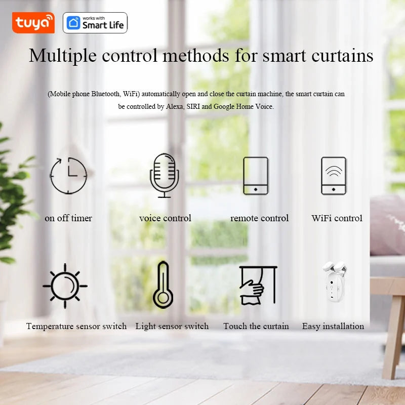 1/2PCS Tuya Smart Wifi Curtain Robot (with gateway), Roman Rod Track, APP Remote Control,Voice Control，Single/Double Opening