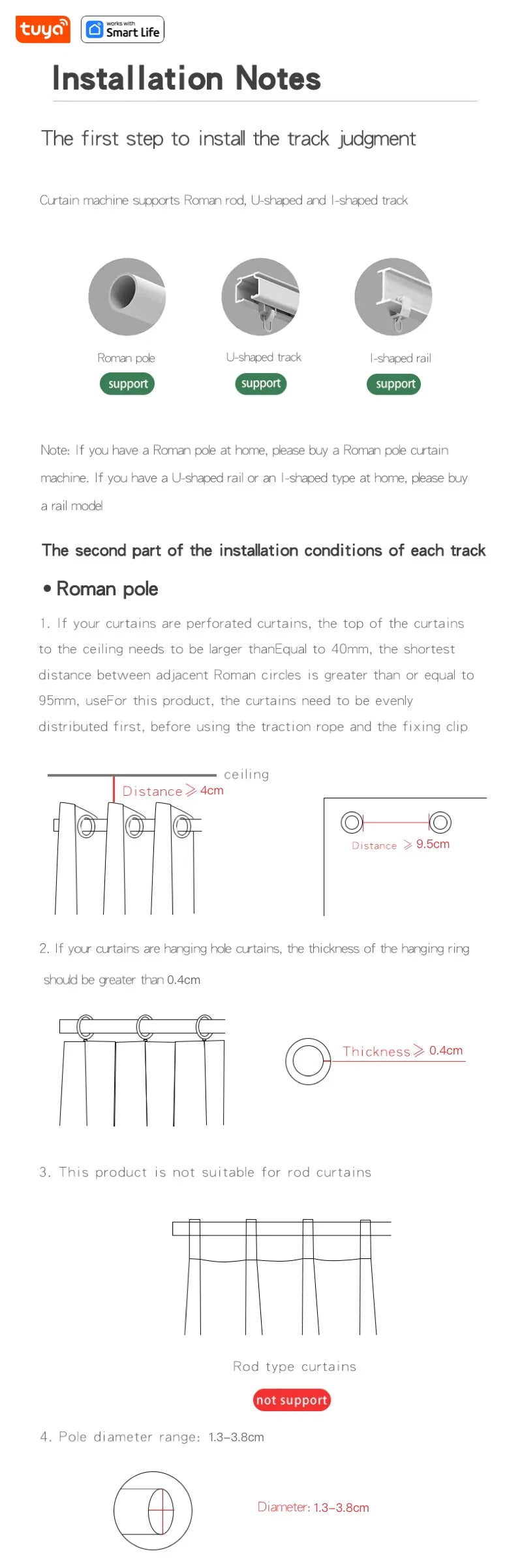 1/2PCS Tuya Smart Wifi Curtain Robot (with gateway), Roman Rod Track, APP Remote Control,Voice Control，Single/Double Opening